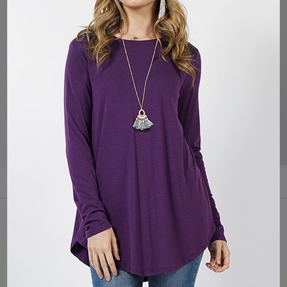 Purple Curve Hem Top - Picture 1 of 2